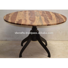 Table de base en fonte industrielle Table en bois rond en bois